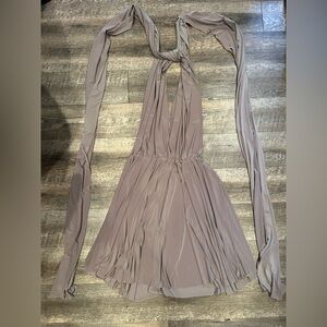 Beige Multiway Convertible Halter Dress